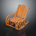 Wooden Rocking Chair Design Featuring Round Holes On Backrest And Seat