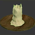 Textured White Candle Holder With Natural Stump Design On Round Wooden Tray