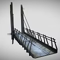 Steel Bridge Structure Featuring Tower Supports Cable Frameworks And Deck Sections 3d model