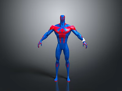 Game And Movie Character 3D Model With Blue Red Suit Spider Web Pattern Standing Pose 3d model