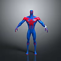Game And Movie Character 3D Model With Blue Red Suit Spider Web Pattern Standing Pose
