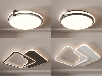 Modern Ceiling Lights With Round And Square Shapes 3d model