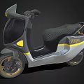 Modern Streamlined Gray Scooter With Yellow Accents Black Seat And Gold Wheels