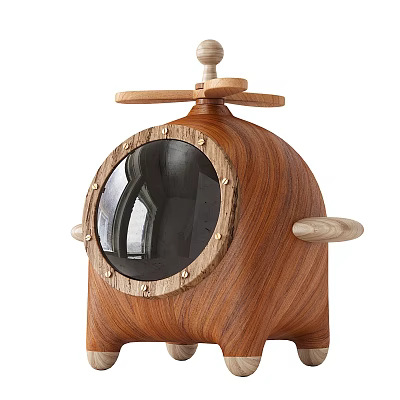 Wooden Helicopter Shaped Storage Box With Transparent Window And Metal Rivets 3d model