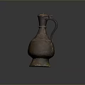 Hand Carved Vintage Brown Jug Sculpture With Curved Handle And Lid Design