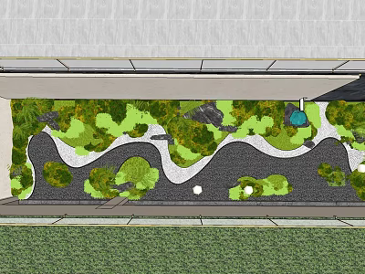 Garden Landscape Design With Winding Path Green Plants Stone Features And Lighting 3d model