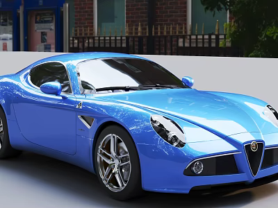 Blue Sports Car Showcasing Sleek Exterior And Polished Alloy Wheels 3d model