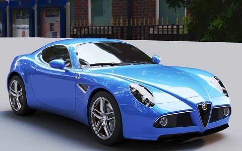 Blue Car sports car Alfa Romeo 3d model