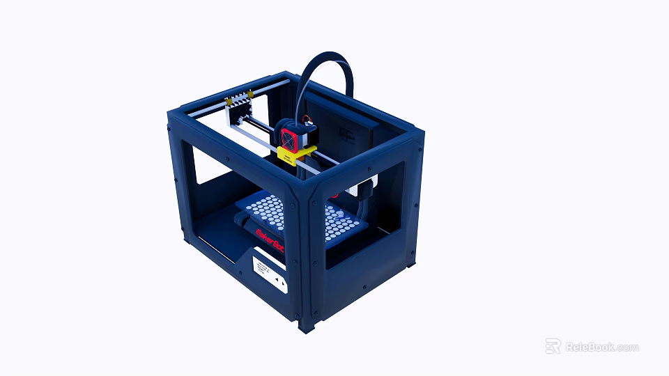 Modern 3D Printer Office Appliance With Sturdy Blue Frame Printing Platform And Nozzle Design 3d model