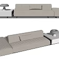 Modern Beige Sectional Sofa With Decorative Pillow And Side Coffee Table 3d model