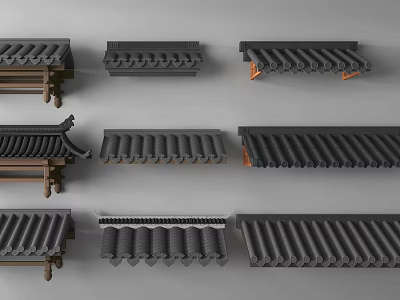 Traditional Chinese Roof Tile Components With Diverse Styles And Structural Features 3d model