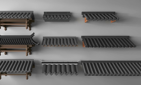 Chinese-style eaves line 3d model