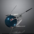 Futuristic Blue Spherical Spaceship With White Structural Wings For Space Exploration Missions 3d model