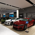 Modern Car Dealership Showroom With Luxury Cars And Interior Displays