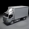 Silver Box Truck with Cargo Container and Modern Cab Design in 3D Rendering View 3d model