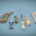 Antique Knives Collection With Diverse Blades And Decorative Handle Designs