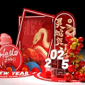 Chinese New Year 2025 Photo Spot With Red Decorations And Golden Snake Design