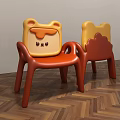 Cute Cartoon Shaped Children's Chairs With Orange Yellow Design And Smooth Plastic Material