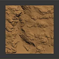 Detailed Earth Toned Topographic Model With Layered Mountain Gorges And Smooth Black Base