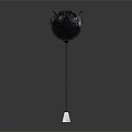 Spiked Black Metal Sphere Decor With Hanging Chain And White Cube 3d model