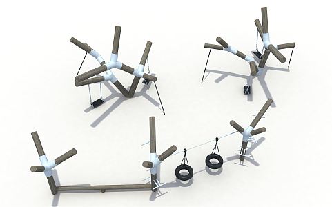 Modern swing amusement tree branch swing 3d model