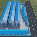 China Construction Blue Building Gate With Slogan And Construction Site Road 3d model