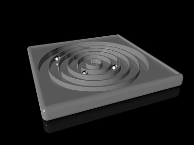 Metallic Gray Square Base Component With Spiral Design And Reflective Surface 3d model
