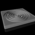 Metallic Gray Square Base Component With Spiral Design And Reflective Surface 3d model