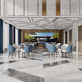 Luxurious Modern Sales Office Interior With Showcase Model And Crystal Chandelier