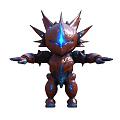 Spiked Armored Action Figure With Blue Glowing Accents And Red Body Design