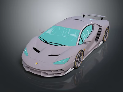 Sleek Light Colored Sports Car With Rear Spoiler And Alloy Wheels Design 3d model