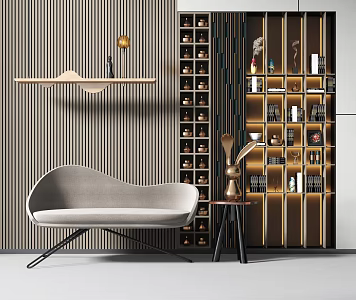 Modern bookcase leisure chair 3d model