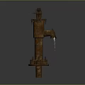 Rusty Hand Water Pump With Vintage Design Metal Handle And Cylindrical Body