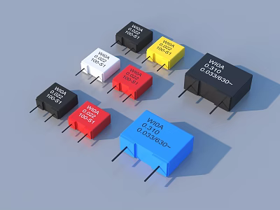 Colorful Electronic Components For Household Electrical Supplies With Various Voltage Ratings 3d model