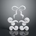 Elegant White Decorative Components With Bow And Intricate Scroll Cloud Patterns 3d model