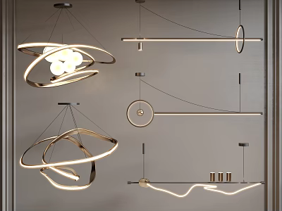 Modern Chandeliers With Circular Curved And Geometric Designs For Interior Spaces 3d model