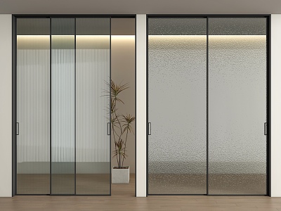 Glass sliding door sliding door frosted glass Changhong glass 3d model