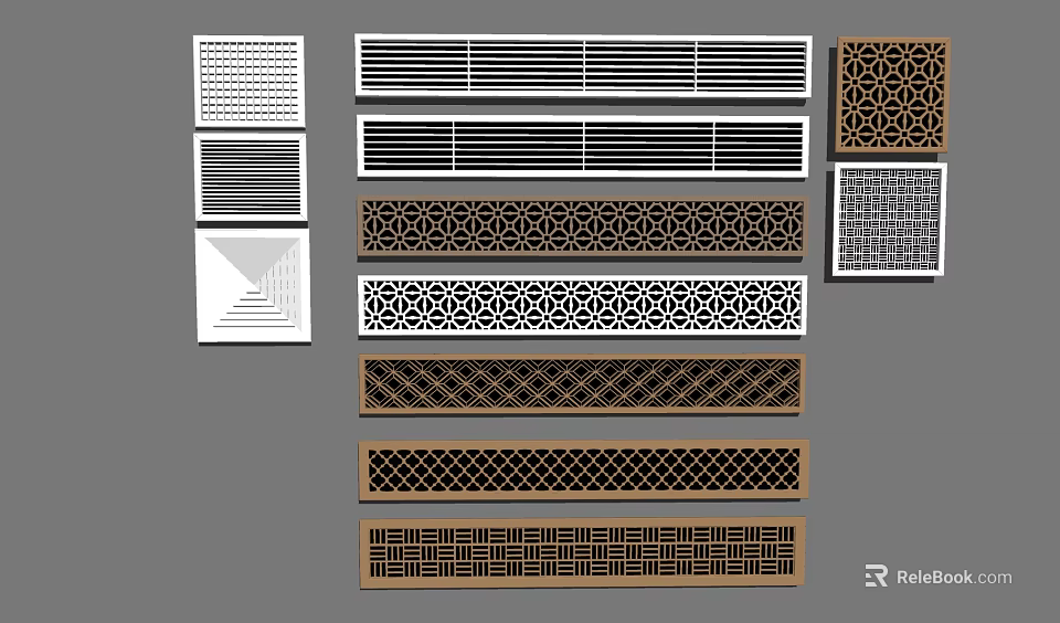 Various Decorative Air Conditioner Vents With Stylish Patterns For Home Interior 3d model 