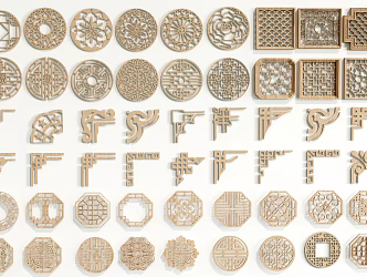 Chinese-style carved pattern totem window carved pane 3d model