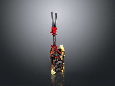 Lego Mechanical Model With Black Red Body Top Long Rods And Yellow Details 3d model