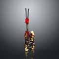 Lego Mechanical Model With Black Red Body Top Long Rods And Yellow Details