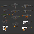 Various Modern Weapons Collection Featuring Rifles Pistols and Tactical Designs