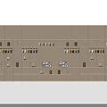 Beige Wall Cabinets With Grid Design For Kitchen Storage Containers And Plates