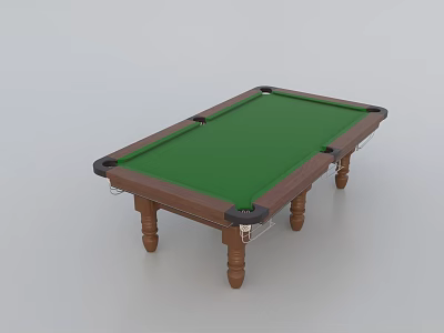 Professional Billiard Table As Sports Equipment With Green Felt Surface And Brown Wooden Frame 3d model