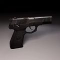 Black Modern Pistol Firearm With Metallic Finish And Textured Grip