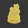 Game Movie Panda Characters Mother And Baby Sitting On Green Grass Red Base Figurine