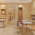 Luxurious Jewelry Store Interior With Glass Display Cases And Round Counters