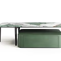 Modern Elegant Coffee Table With Marble Top And Green Drawer Storage 3d model