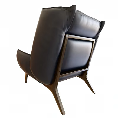 Modern Dark Leather Armchair With Stylish Wooden Frame And Comfortable Design 3d model