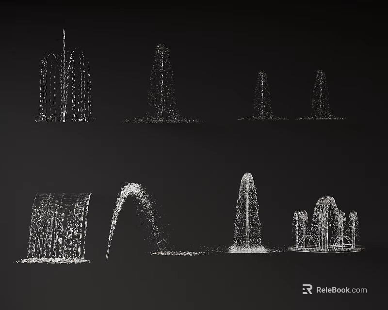 Modern Water Fountain Decorative Designs With Various Heights Shapes And Landscape Styles 3d model 